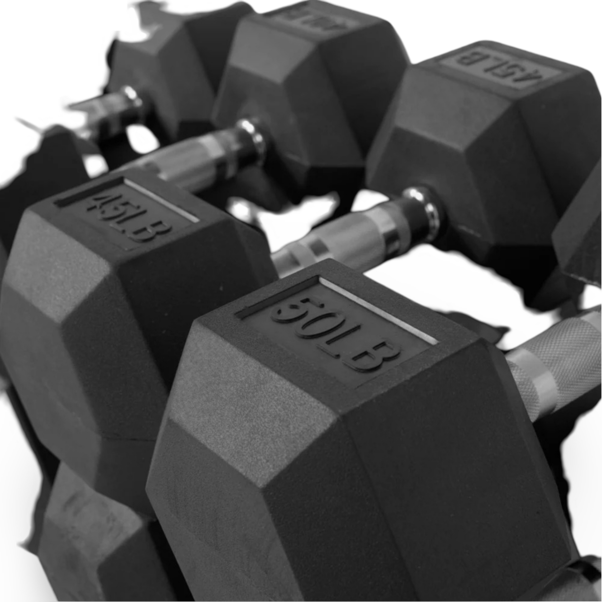 550 LB Rubber Dumbbell Set (5-50 LB)