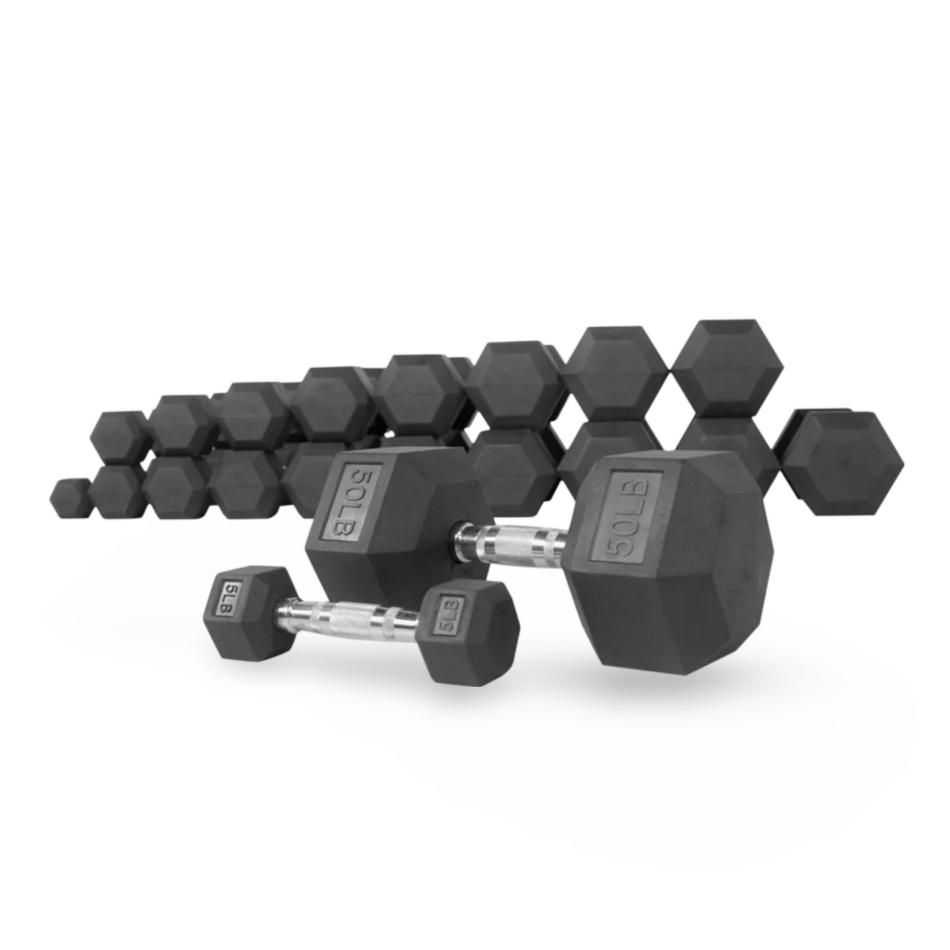 550 LB Rubber Dumbbell Set (5-50 LB)